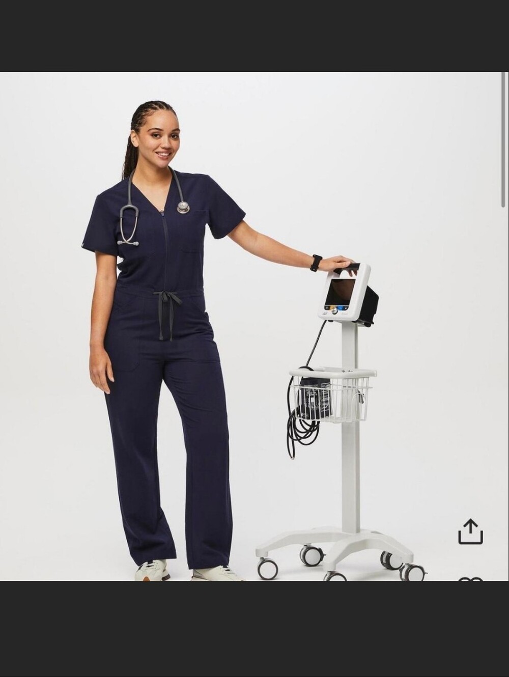 Figs Navy Zip-Front Scrub Jumpsuit